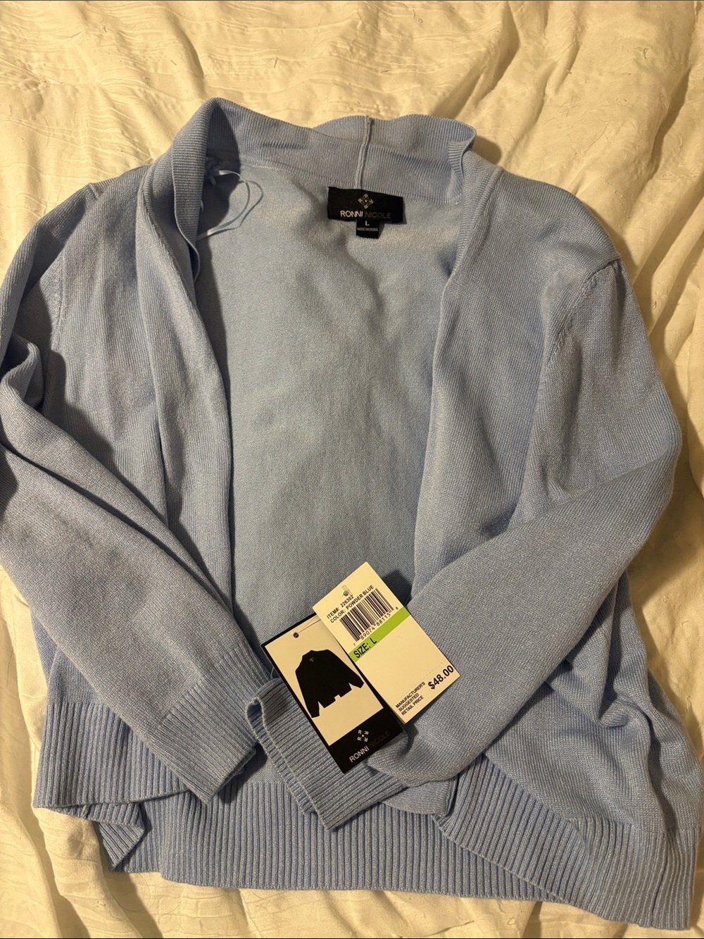 Ronni Nicole Pastel Blue Open-Front Cardigan